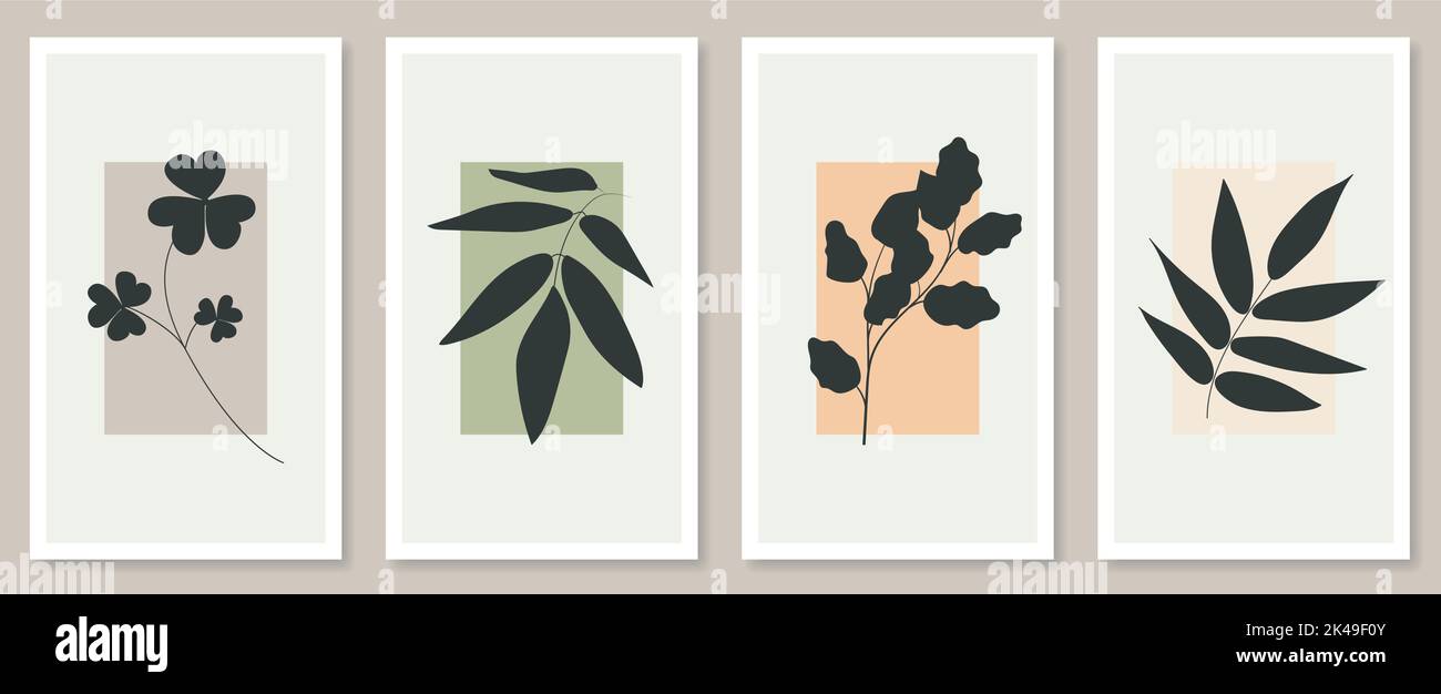 Abstract botanical wall art set. Vector illustration in scandinavian ...