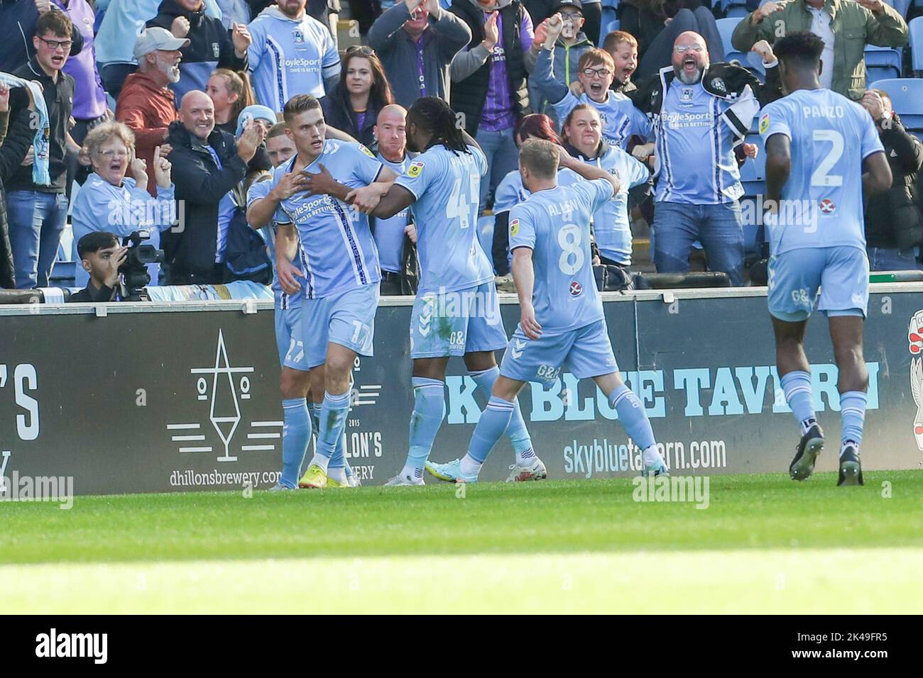 Coventry, UK. 1st October 2022Viktor Gyökeres scores for Coventry City, to take the lead making it 1 - 0 against Middlesbrough, during the Sky Bet Championship match between Coventry City and Middlesbrough at the Coventry Building Society Arena, Coventry on Saturday 1st October 2022. (Credit: John Cripps | MI News) Credit: MI News & Sport /Alamy Live News Stock Photo