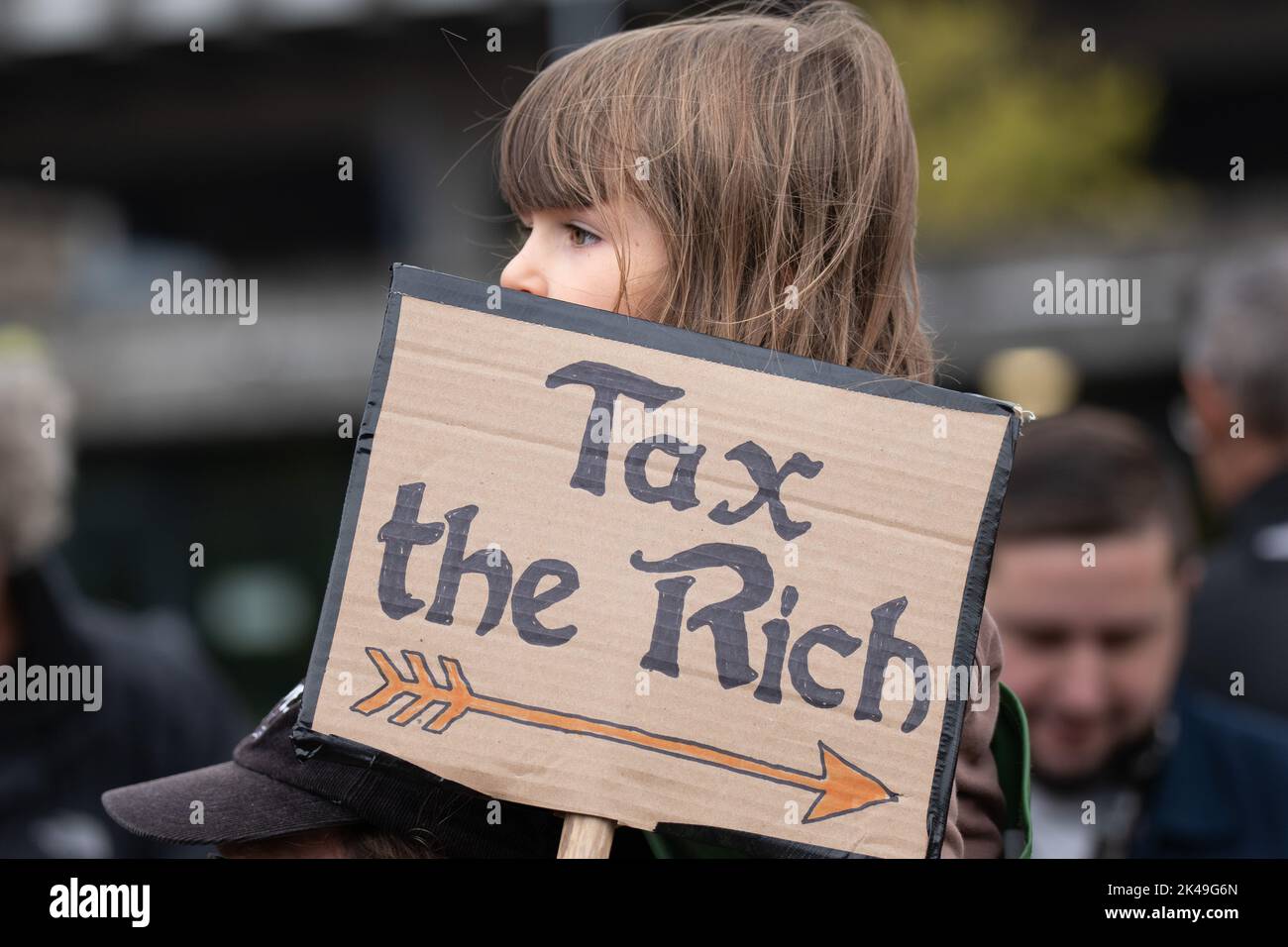 Tax the rich banner. Manchester, UK. 01st Oct, 2022. ENOUGH IS ENOUGH