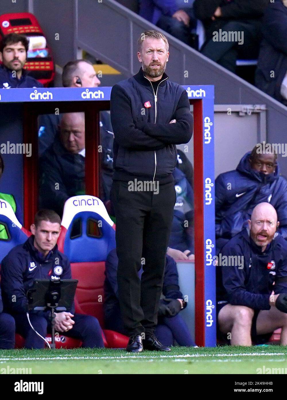 Chelsea manager Graham Potter during the Premier League match at Selhurst Park, London. Picture date: Saturday October 1, 2022. Stock Photo
