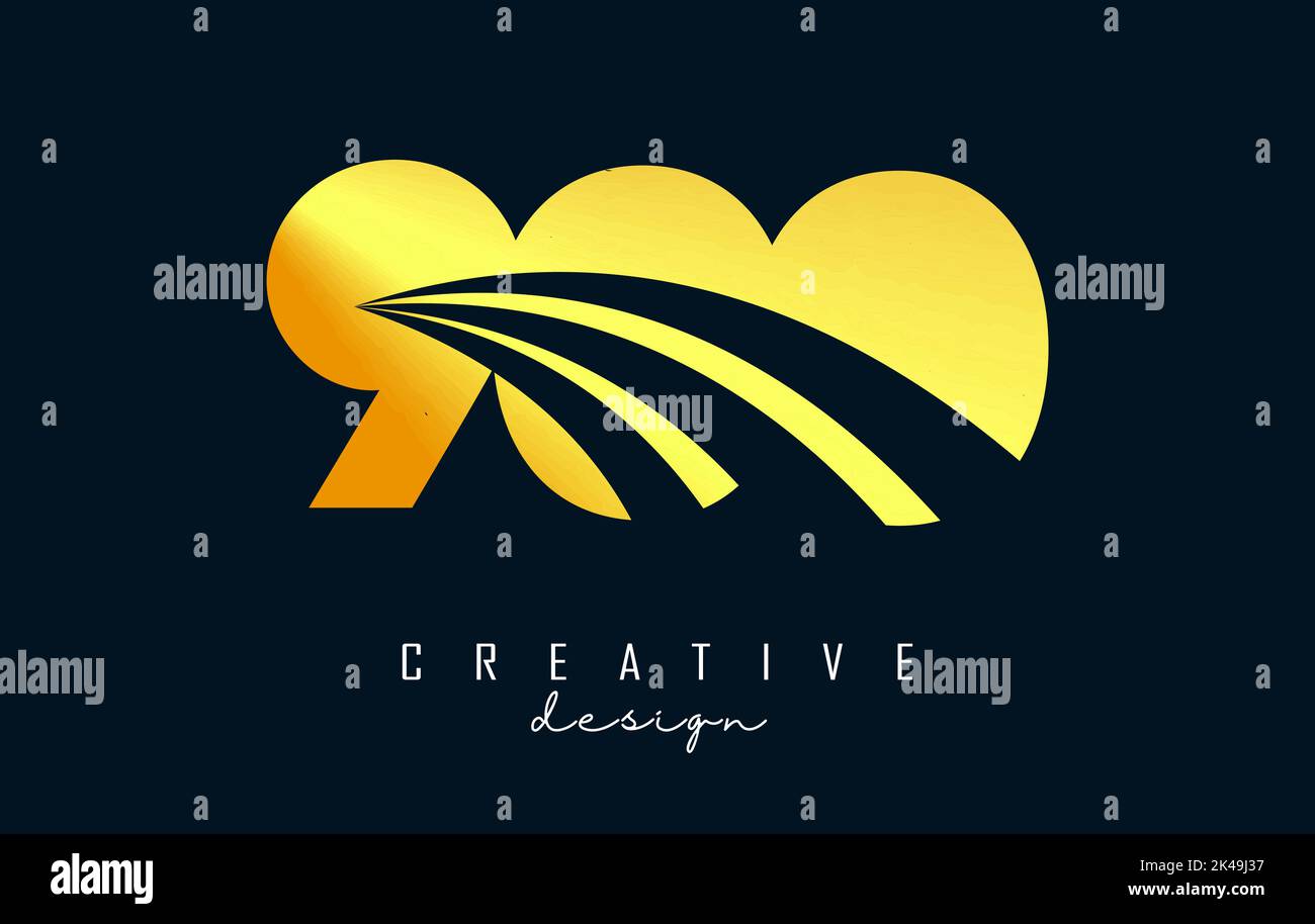 Golden Creative number 900 9 0 logo with leading lines and road concept ...