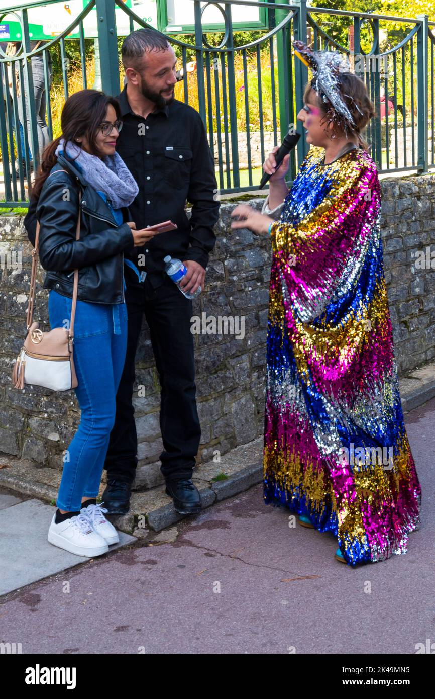 Bournemouth, Dorset UK. 1st October 2022. Crowds head to Bournemouth on a warm sunny day for the first whole day of the Arts by the Sea Festival with festival entertainment for the whole family.  The High Priestess of Pop. Credit: Carolyn Jenkins/Alamy Live News Stock Photo