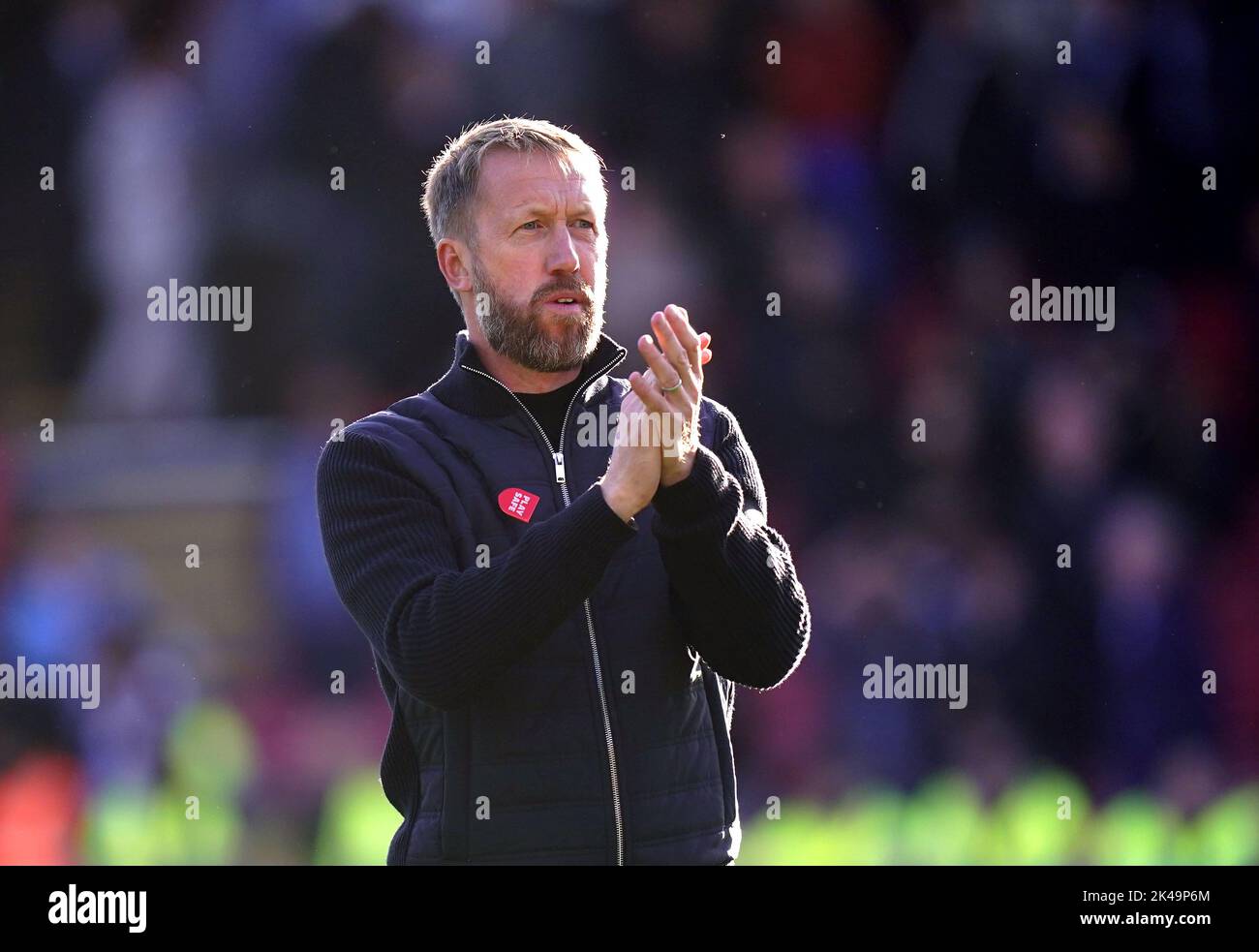 Chelsea manager Graham Potter applauds the fans at the end of the Premier League match at Selhurst Park, London. Picture date: Saturday October 1, 2022. Stock Photo