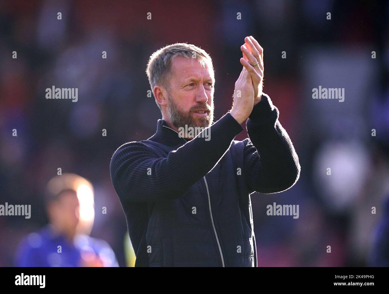 Chelsea manager Graham Potter applauds the fans at the end of the Premier League match at Selhurst Park, London. Picture date: Saturday October 1, 2022. Stock Photo