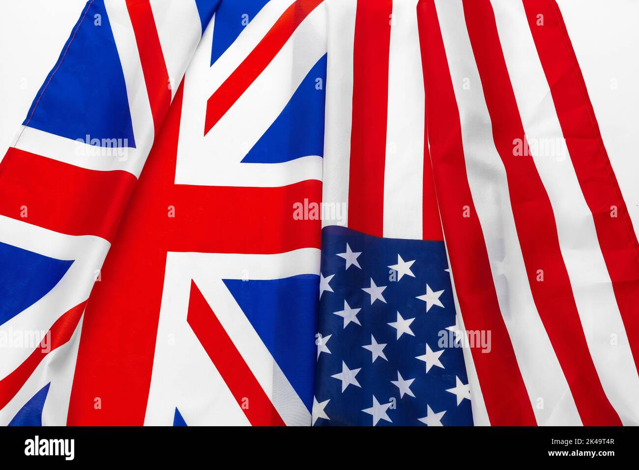 Flags of the USA and brithish Union Jack flag together waving Stock ...