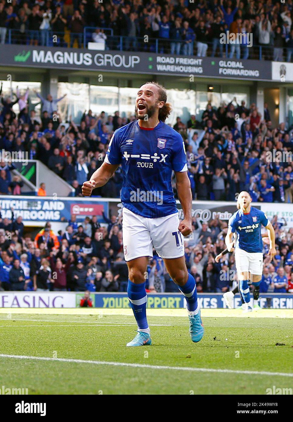 Ipswich, UK. 01st Oct, 2022. Marcus Harness of Ipswich Town celebrates getting the first goal of the game during the Sky Bet League One match between Ipswich Town and Portsmouth at Portman Road on October 1st 2022 in Ipswich, England. (Photo by Mick Kearns/phcimages.com) Credit: PHC Images/Alamy Live News Stock Photo