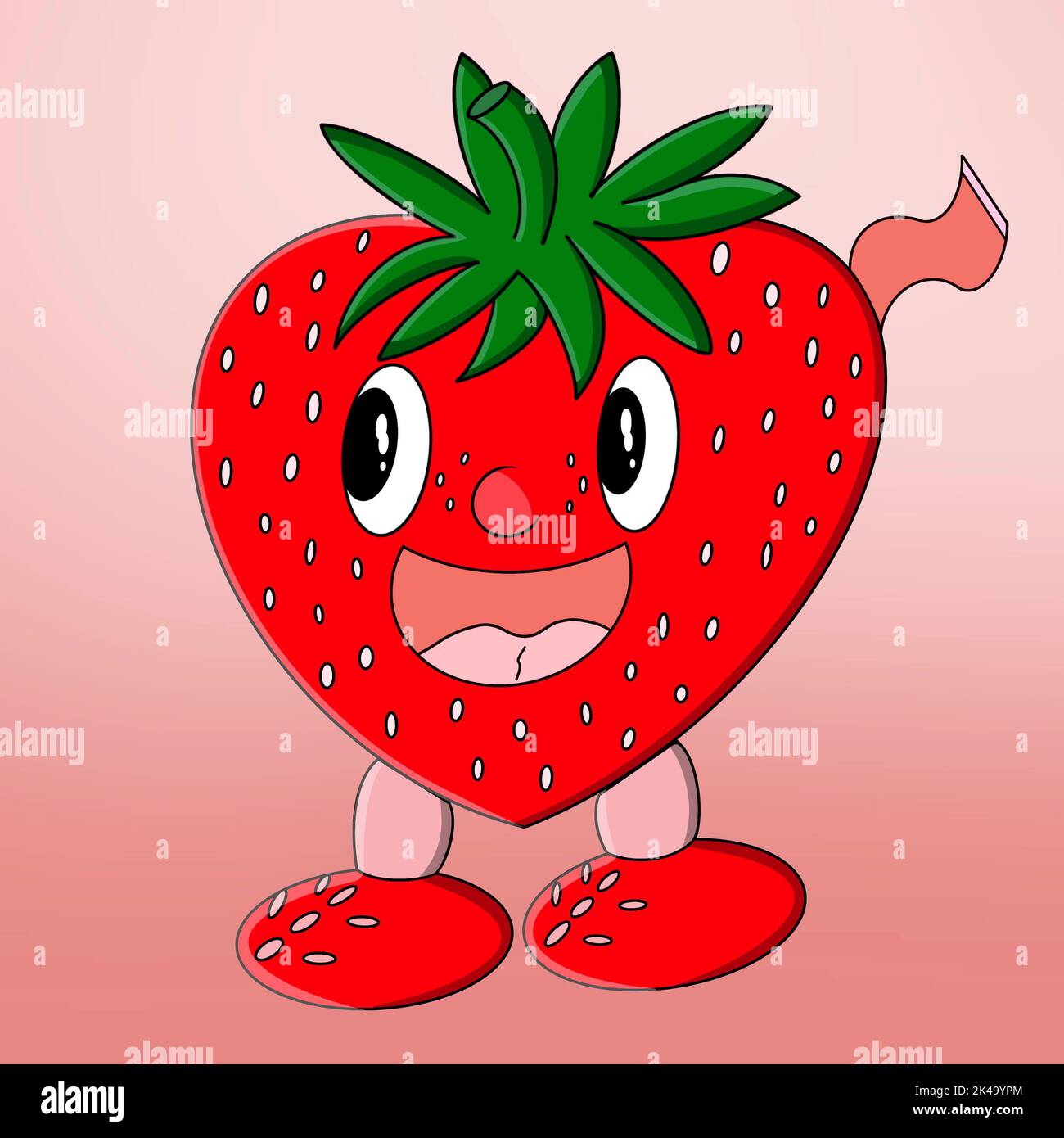 Strawberry red cute cartoon vektor illustration Stock Photo