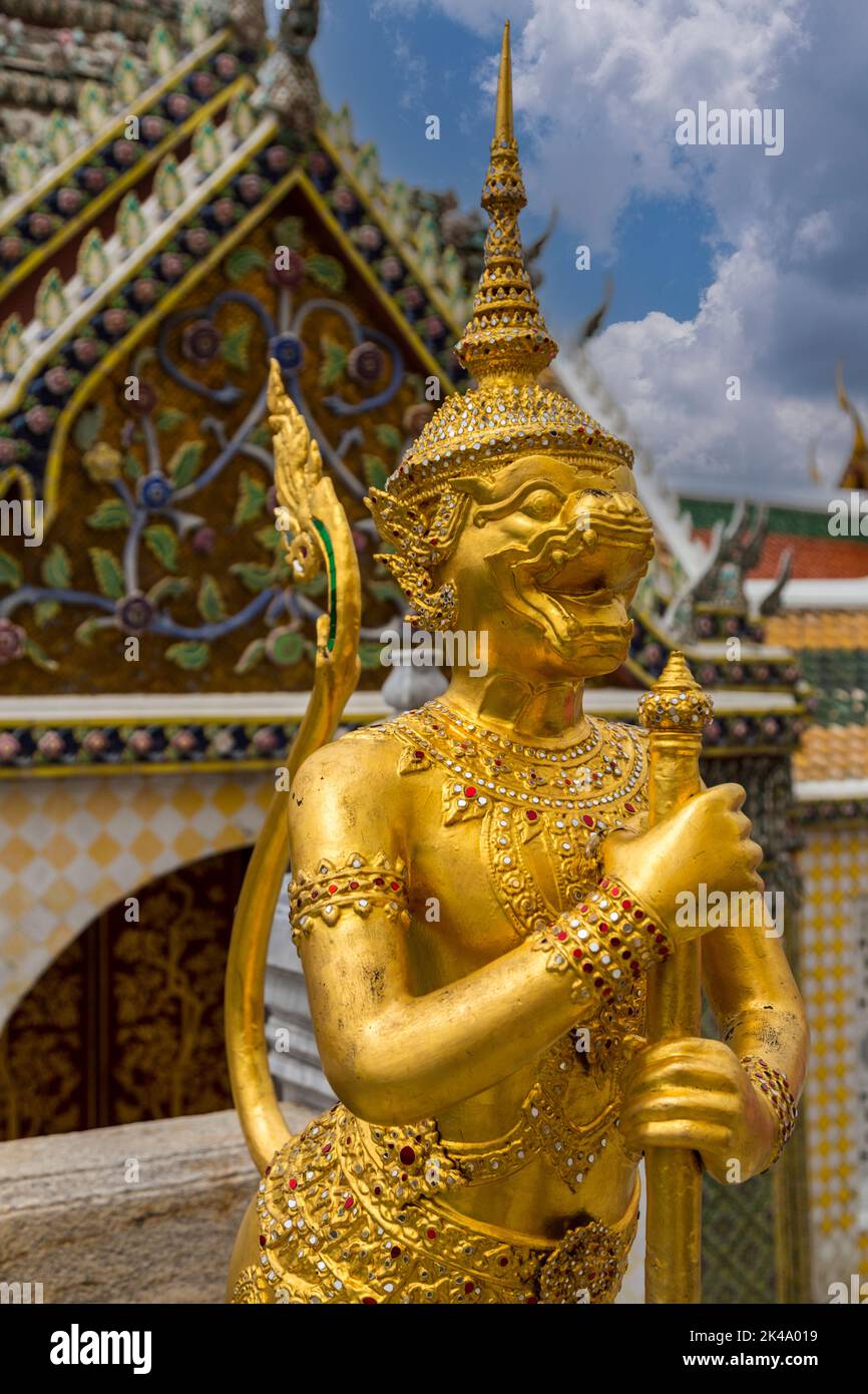Bangkok, Thailand.  Guardian Statue Singhapanorn, Royal Grand Palace. Stock Photo