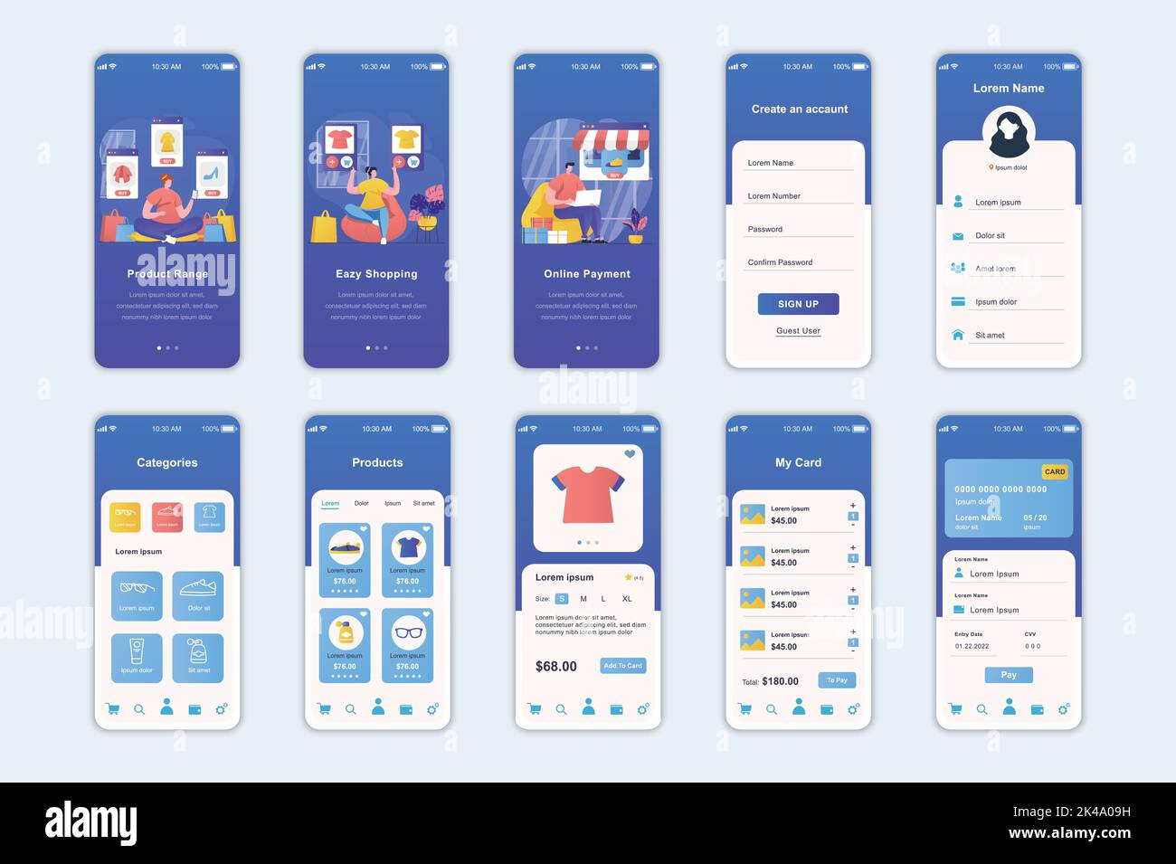 Shopping concept screens set for mobile app template. People choose ...