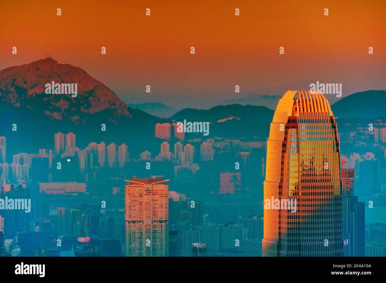 View of the skyscraper in Hong Kong at sunset Stock Photo - Alamy