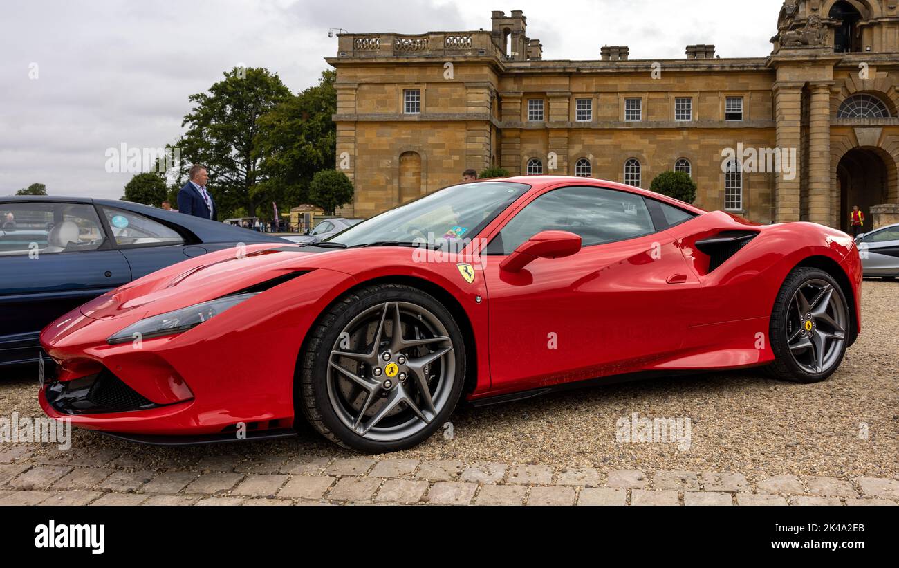 2021 Ferrari F8 Tributo ‘8 PEB’ on display in the Great Court at Blenheim Palace on the 4th September 2022 Stock Photo