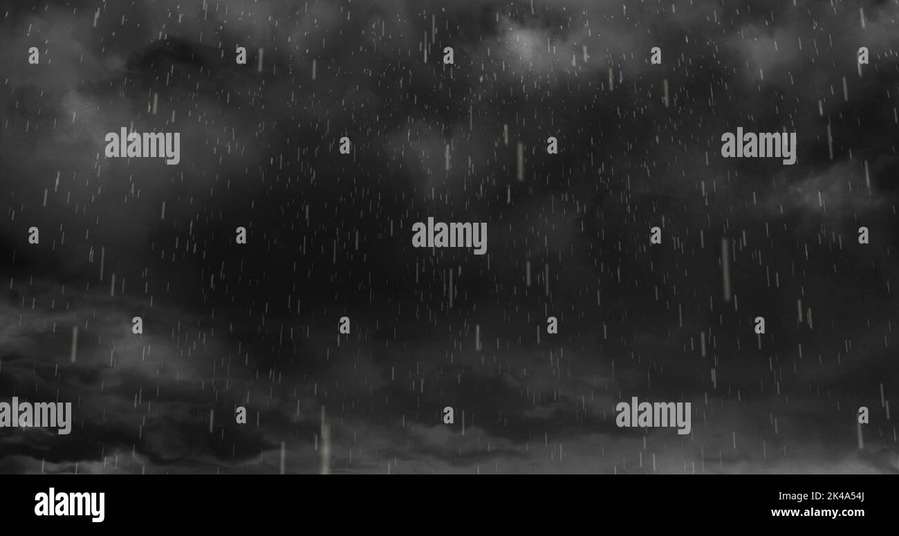 Image of heavy rain falling over stormy dark grey clouds Stock Photo