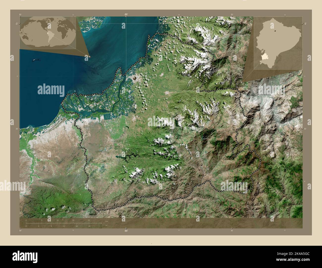 El Oro, province of Ecuador. High resolution satellite map. Corner auxiliary location maps Stock Photo
