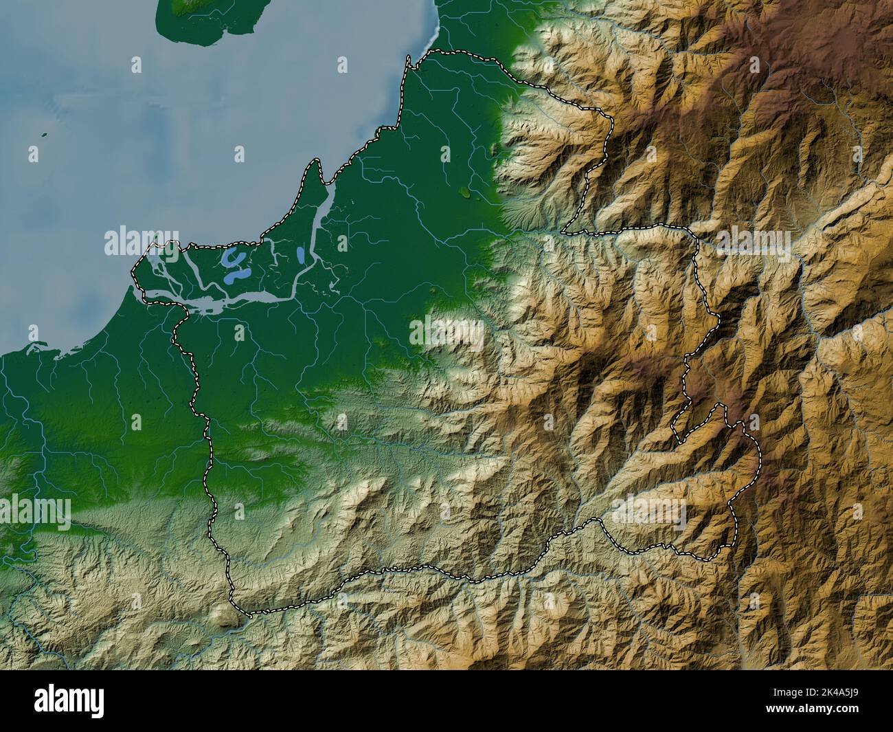 El Oro, province of Ecuador. Colored elevation map with lakes and ...