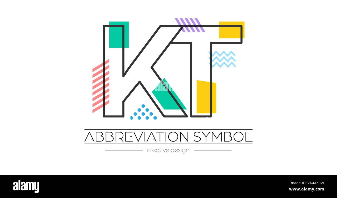 Letters K and T. Merging of two letters. Initials logo or abbreviation symbol. Vector illustration for creative design and creative ideas. Flat style. Stock Vector
