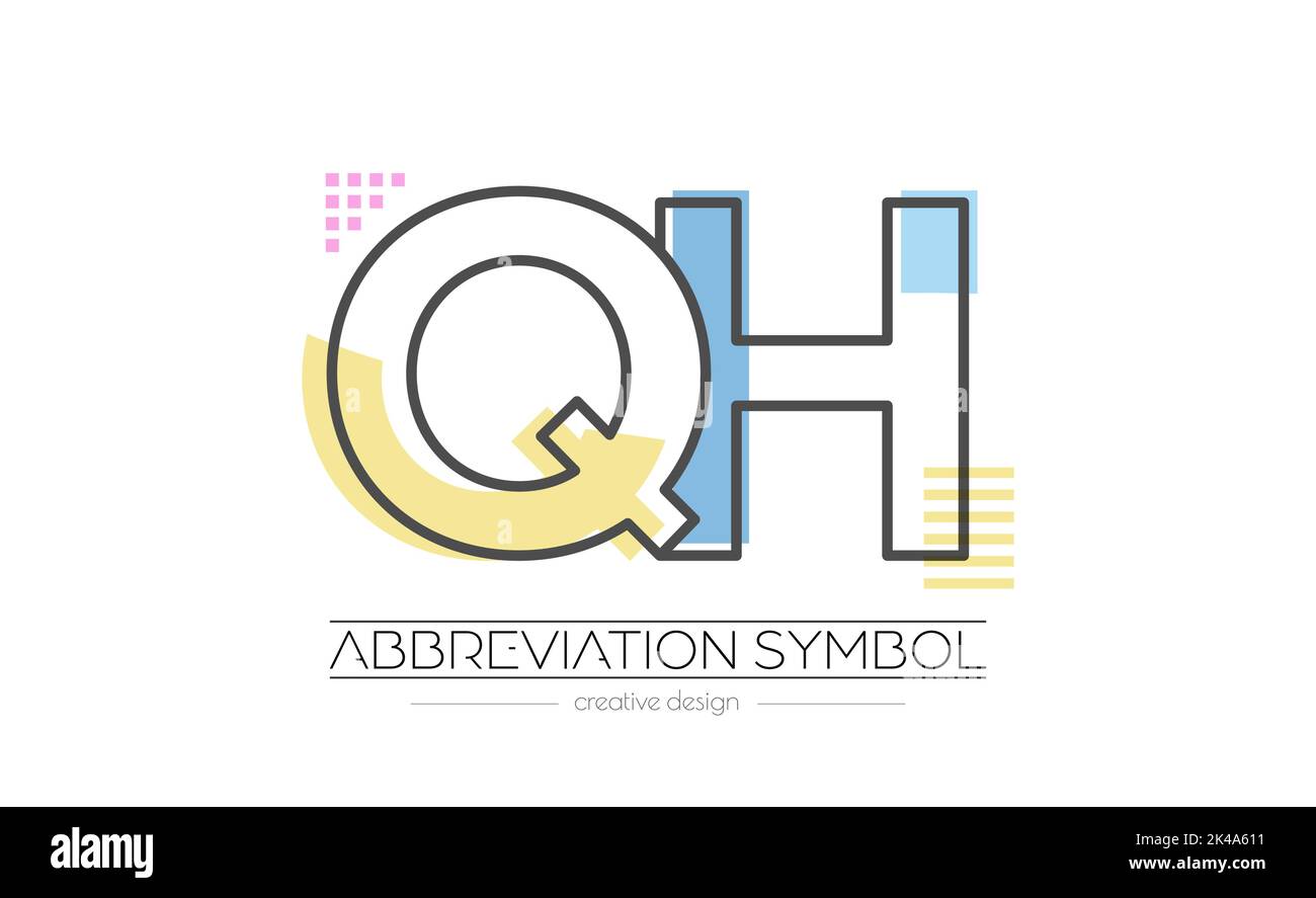 Letters Q and H. Merging of two letters. Initials logo or abbreviation symbol. Vector illustration for creative design and creative ideas. Flat style. Stock Vector