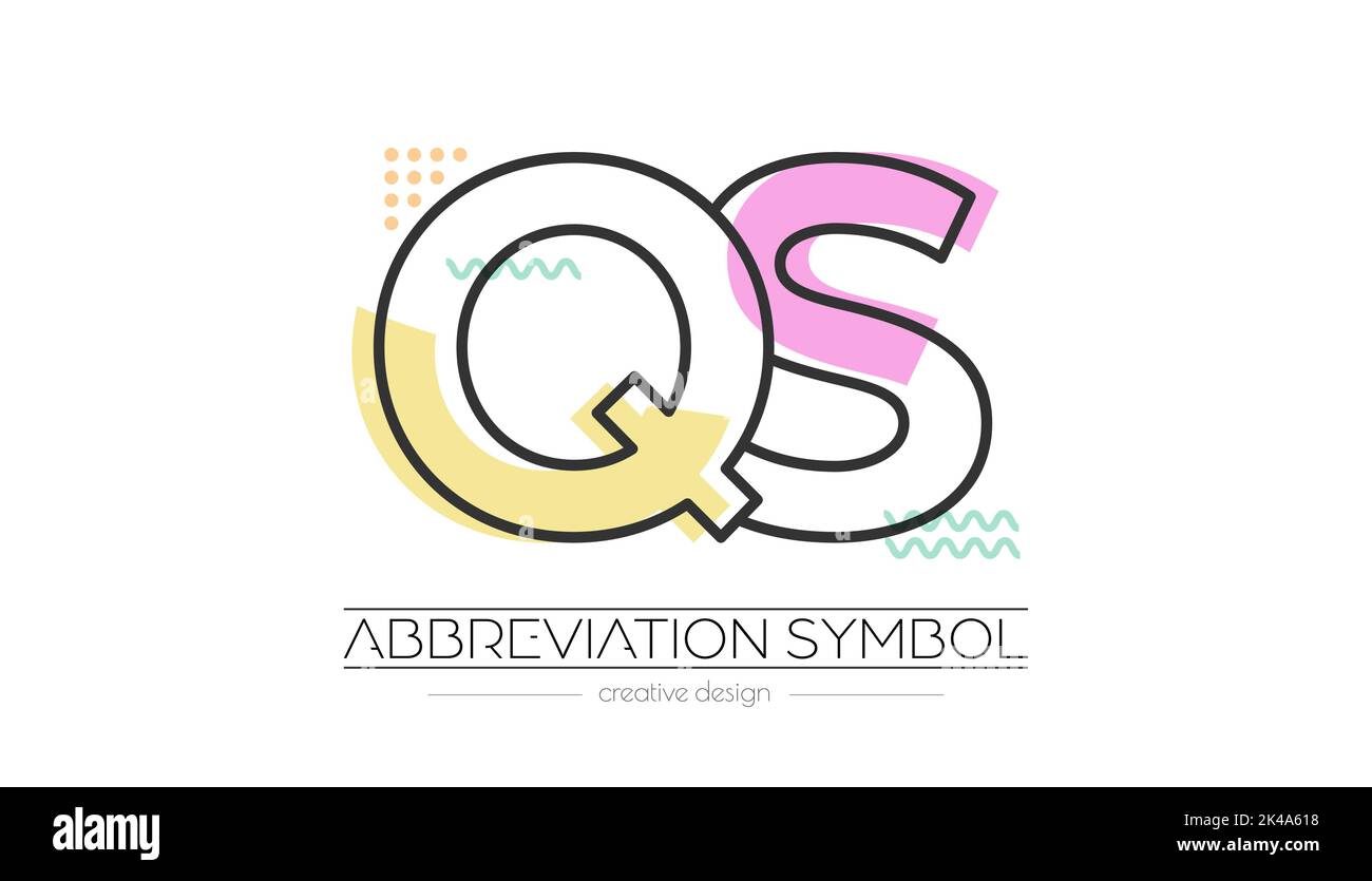 Letters Q and S. Merging of two letters. Initials logo or abbreviation symbol. Vector illustration for creative design and creative ideas. Flat style. Stock Vector