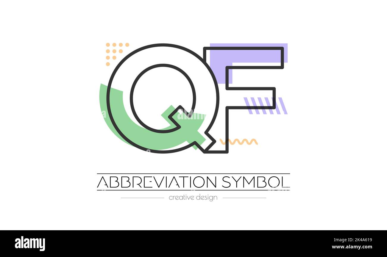 Letters Q and F. Merging of two letters. Initials logo or abbreviation symbol. Vector illustration for creative design and creative ideas. Flat style. Stock Vector