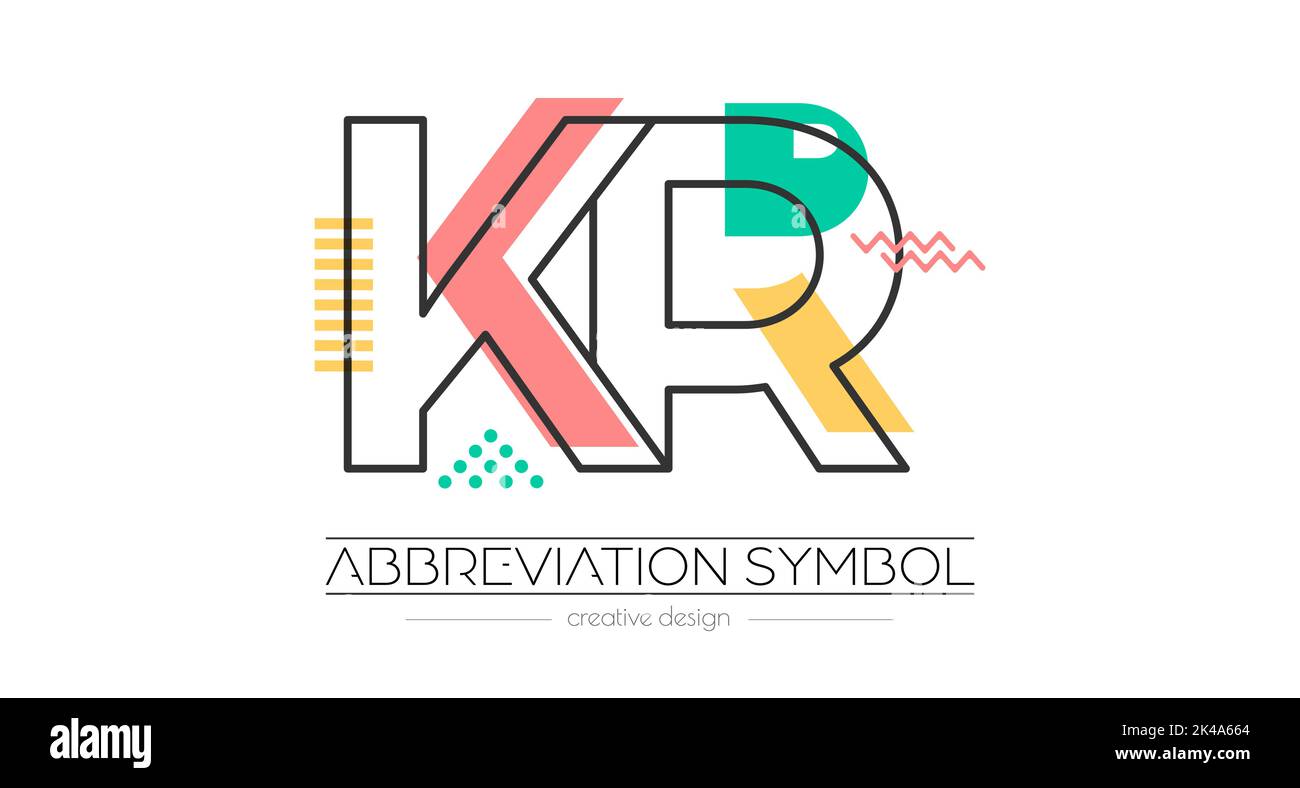 Letters K and R. Merging of two letters. Initials logo or abbreviation symbol. Vector illustration for creative design and creative ideas. Flat style. Stock Vector