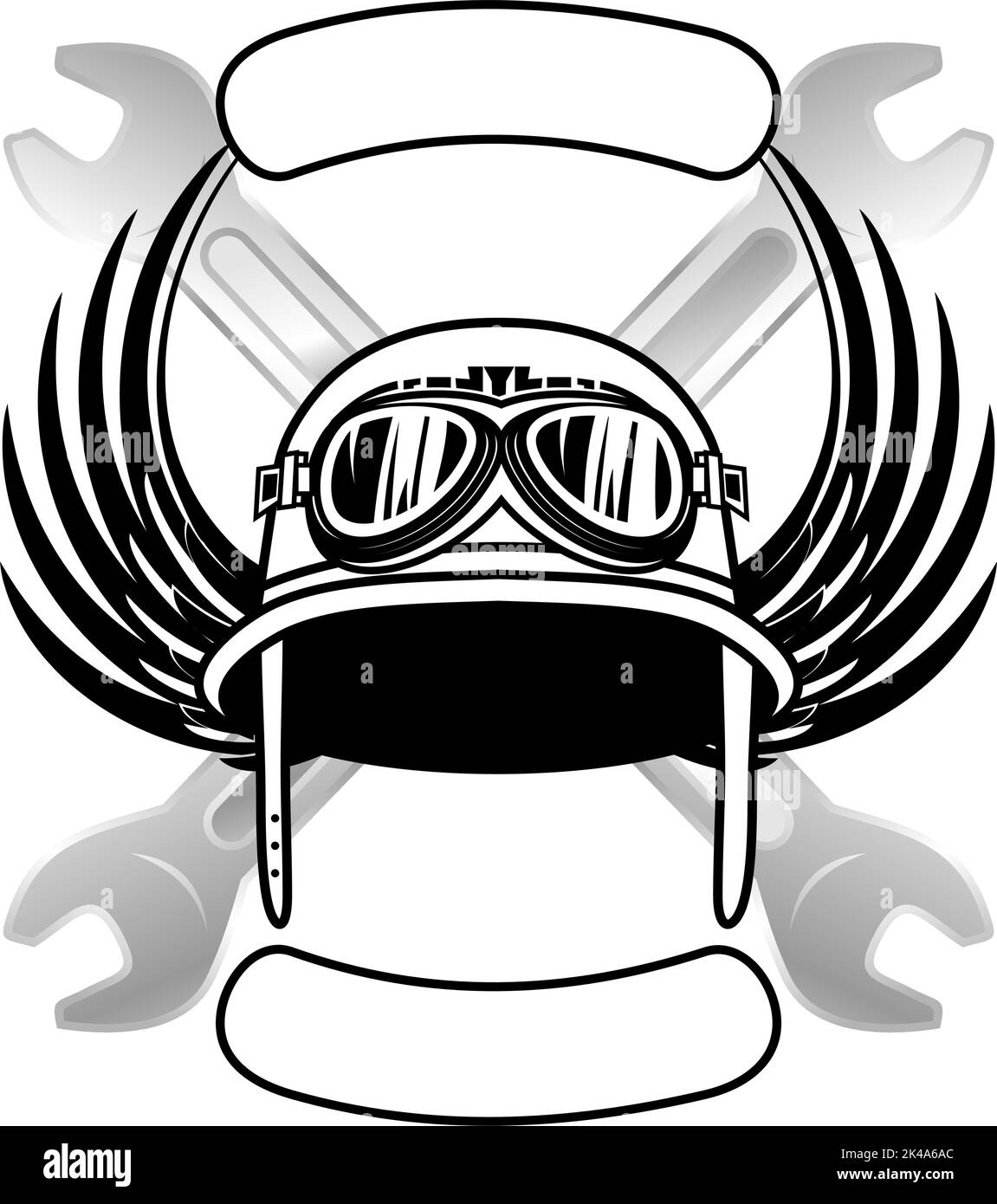 biker crest insignia tattoo helmet illustration sticker in vector format Stock Vector