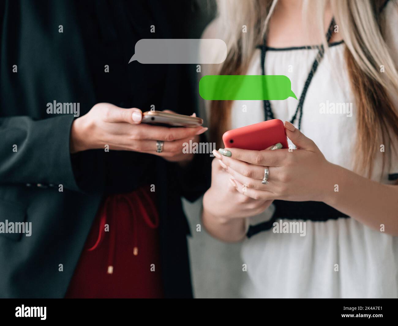 Mobile communication. Virtual chat. Messenger app. Unrecognizable ...