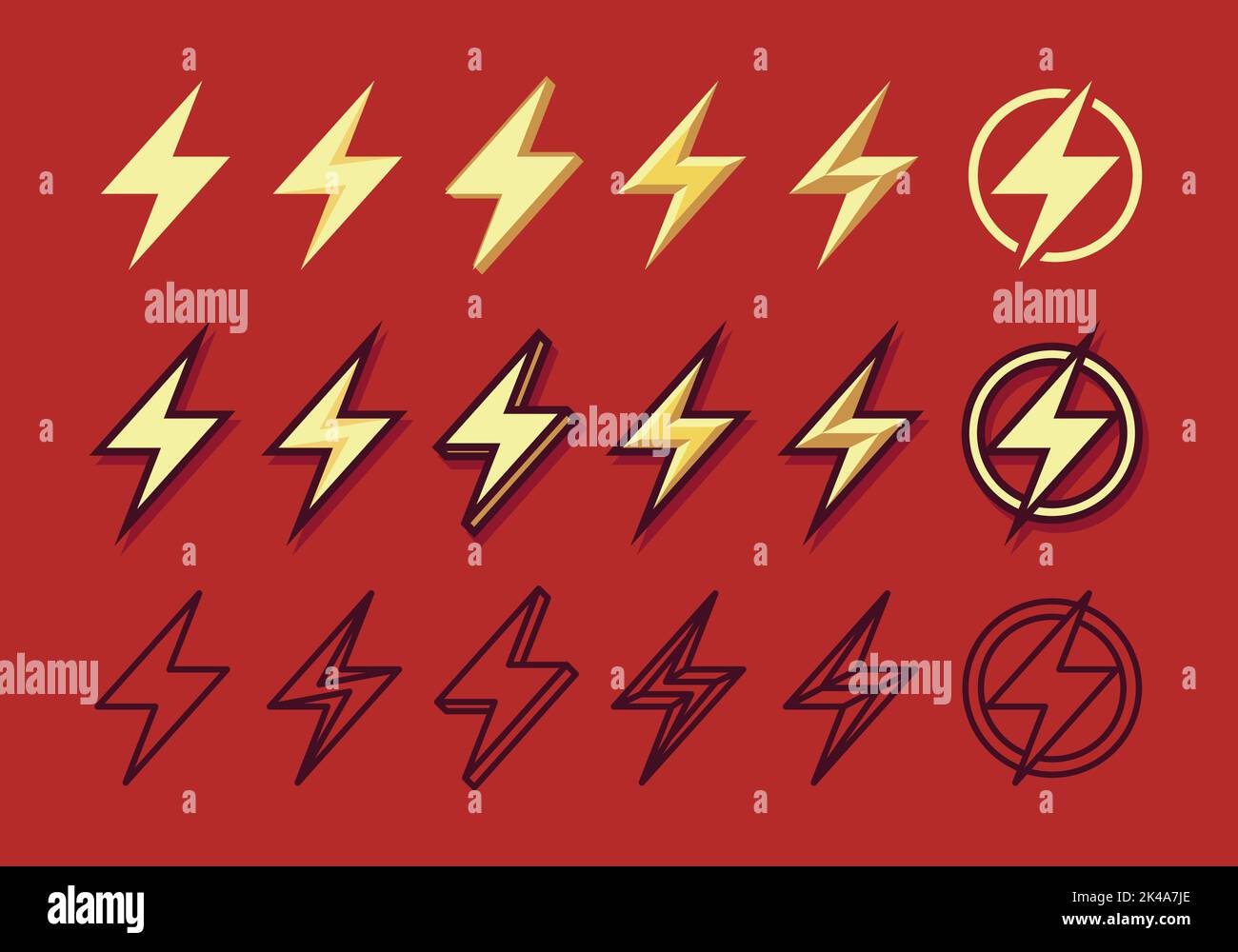 A set of lightning icons on a red background Stock Vector Image & Art ...