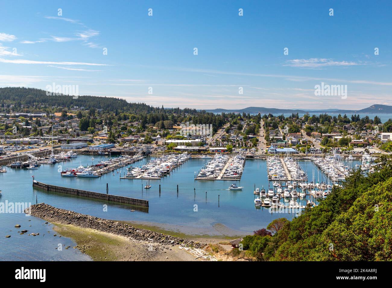 Anacortes Waterfront Marine Boats with City in Background taken from