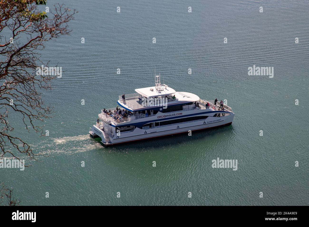 Anacortes, WA USA 08142022 High angle of Whale watching boat