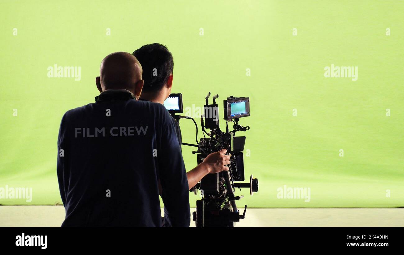 Photographer team and film crew and high online video camera