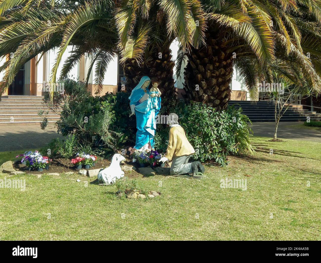 Our Lady of the Guard in the garden of parish church in Bernal ...