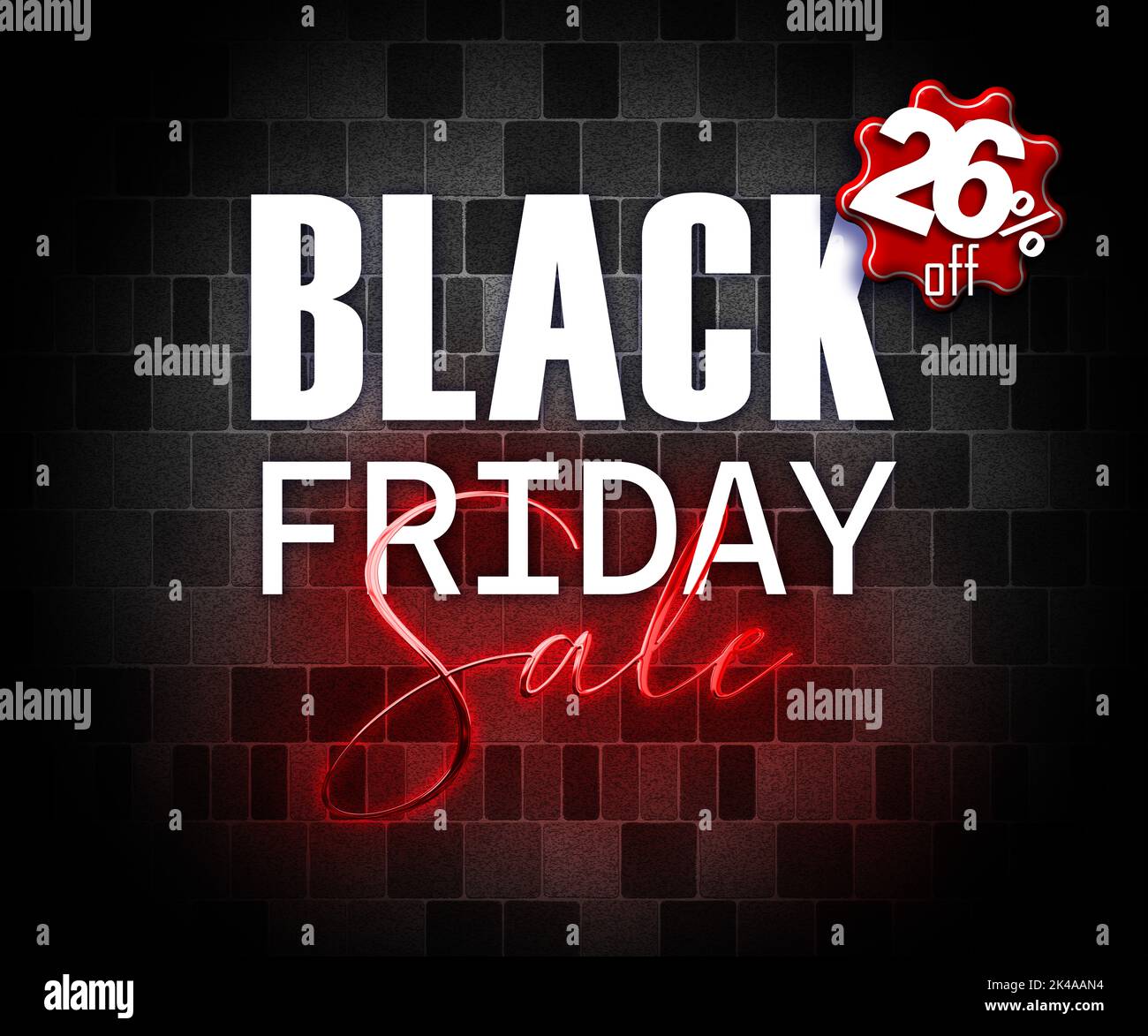 illustration with 3d elements black friday promotion banner 26 percent off sales increase Stock Photo