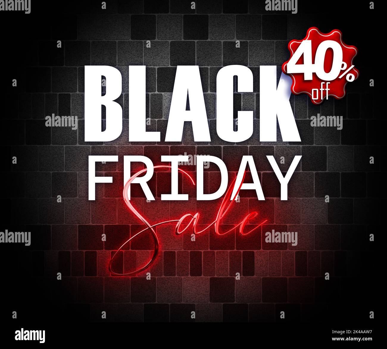 illustration with 3d elements black friday promotion banner 40 percent off sales increase Stock Photo