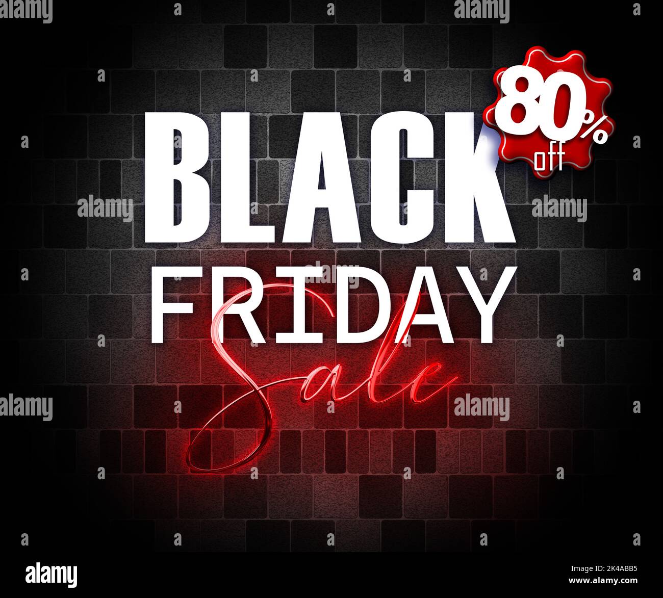 illustration with 3d elements black friday promotion banner 80 percent off sales increase Stock Photo