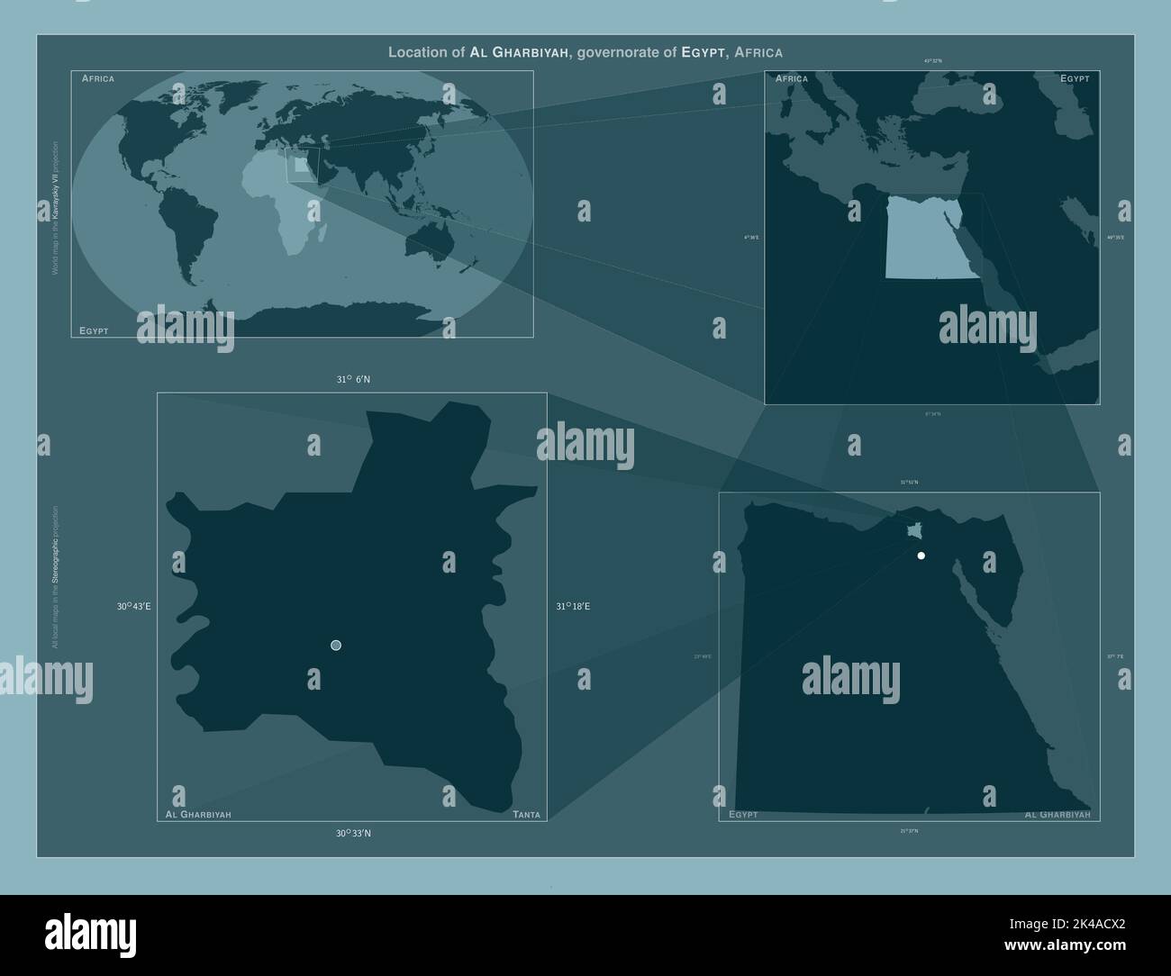 Al Gharbiyah, governorate of Egypt. Diagram showing the location of the