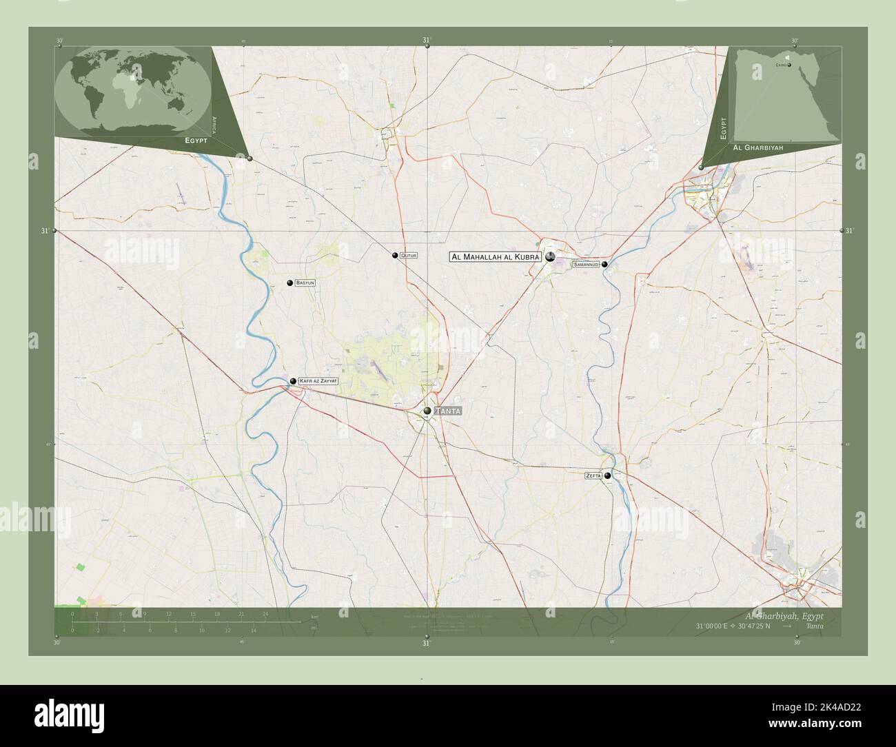 Gharebagh Map Al Gharbiyah, governorate of Egypt. Open Street Map. Locations and ...