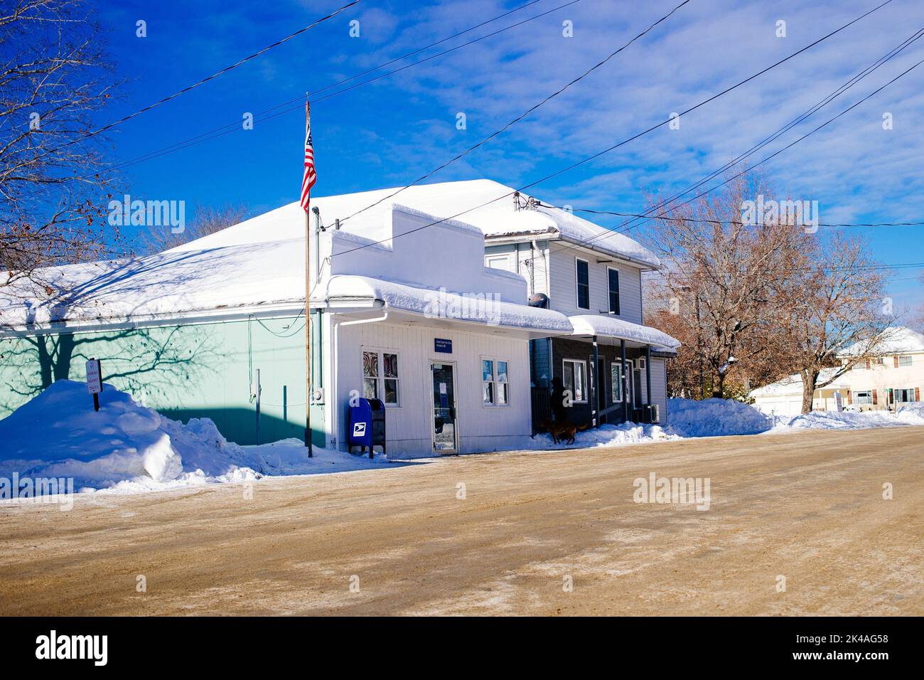 A white building of the Howland post office, Maine, US Stock Photo Alamy