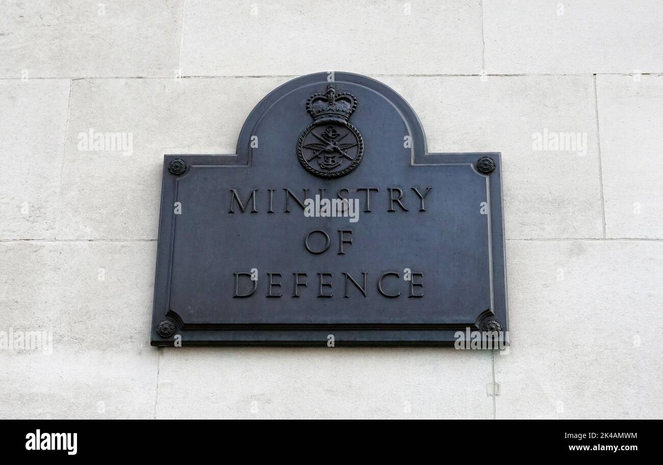 The UK Government Ministry of Defence sign Stock Photo Alamy