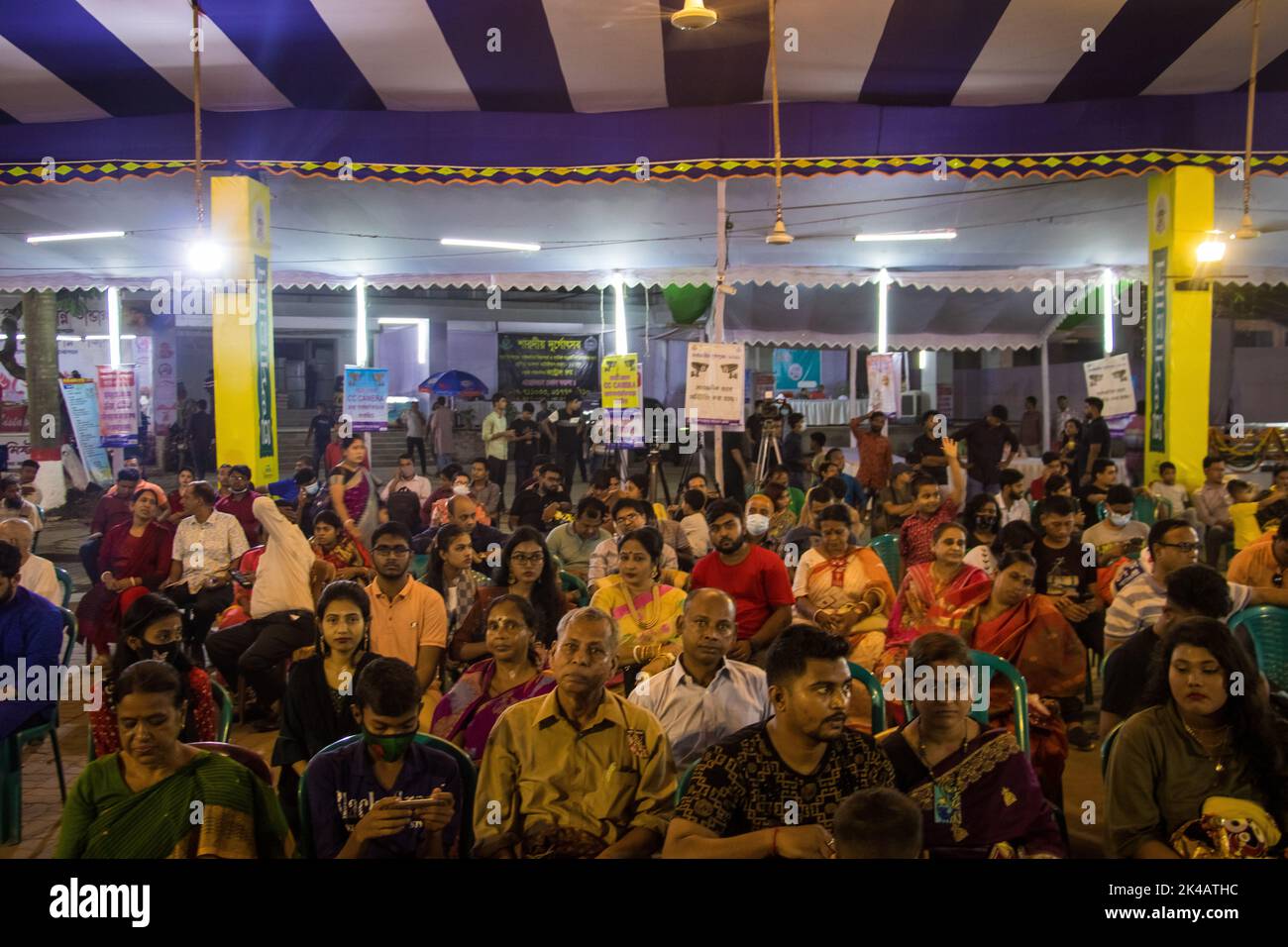 Bangladeshi Hindu devotees gather at Dhakeshwari Temple during the on