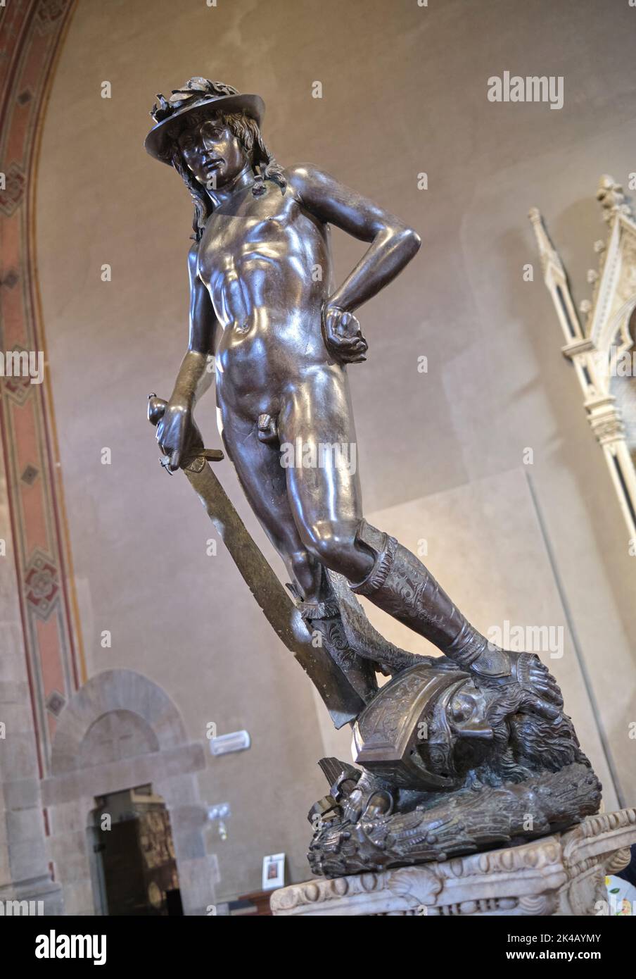 Statue of David by Donatello in the Bargello Museum Florence Italy