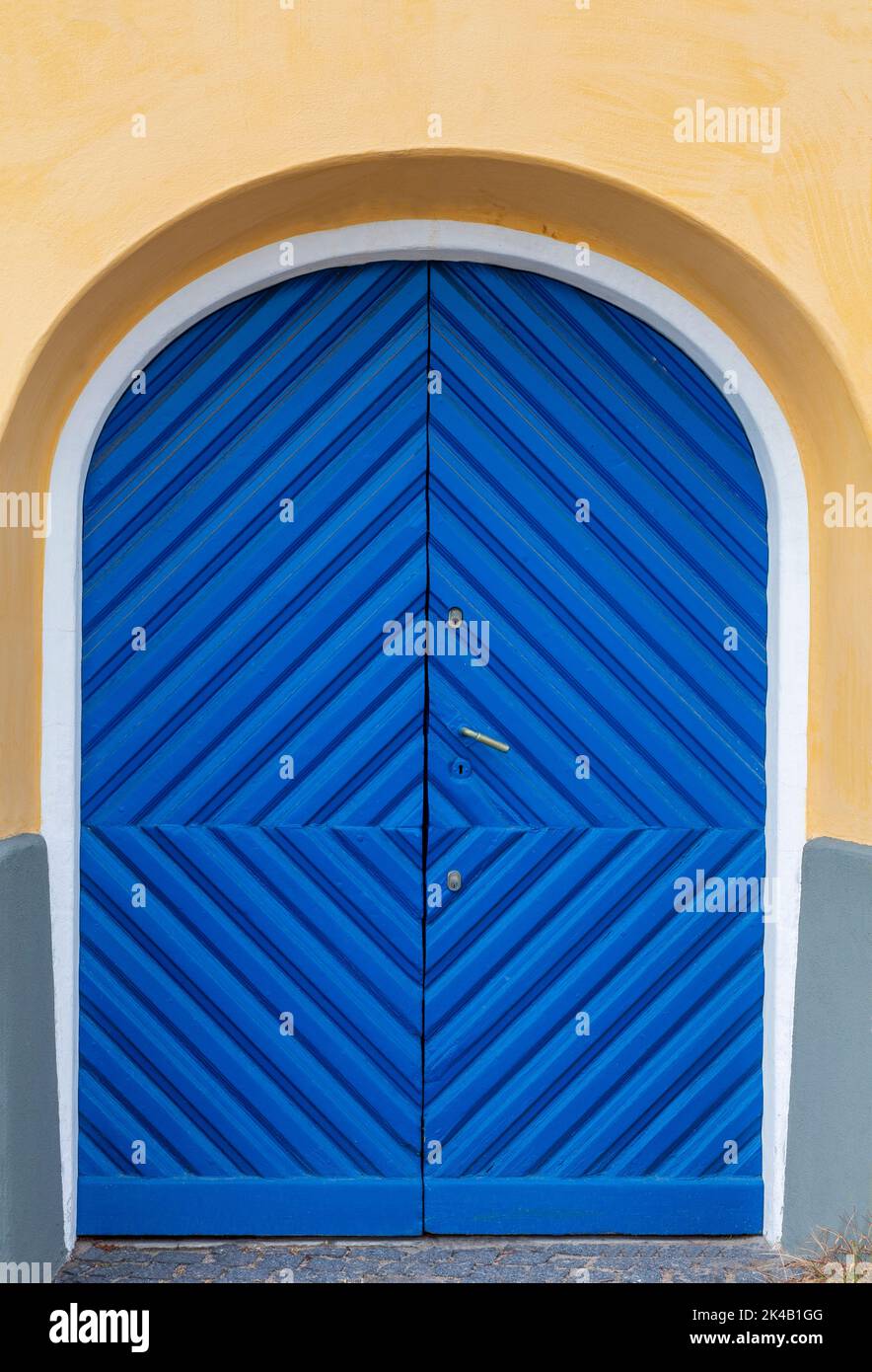 Blue door in Ronne City,Bornholm Island, Denmark, Europe Stock Photo