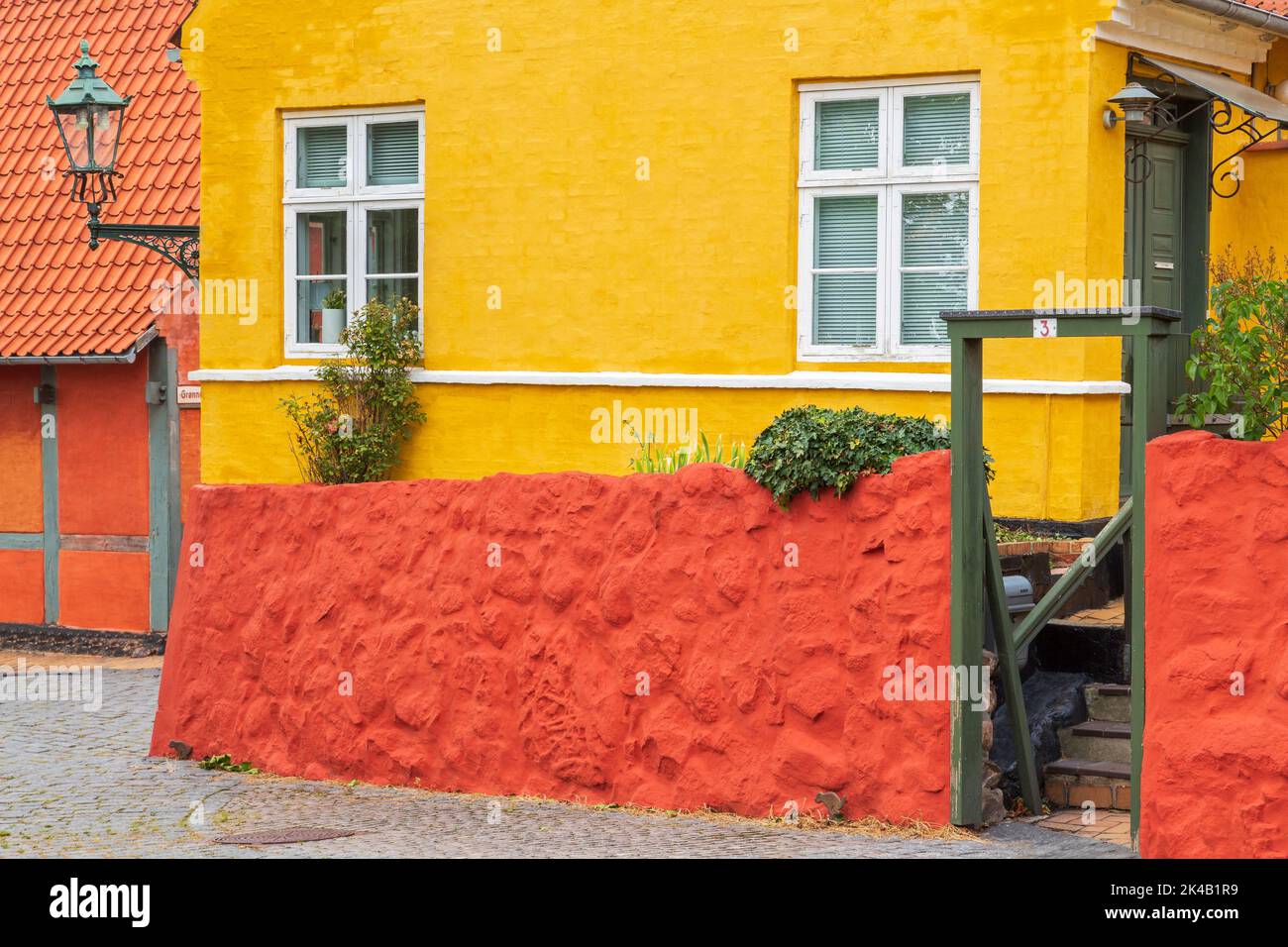 Old architecture on Toldbodgade,Ronne City,Bornholm Island, Denmark, Europe Stock Photo