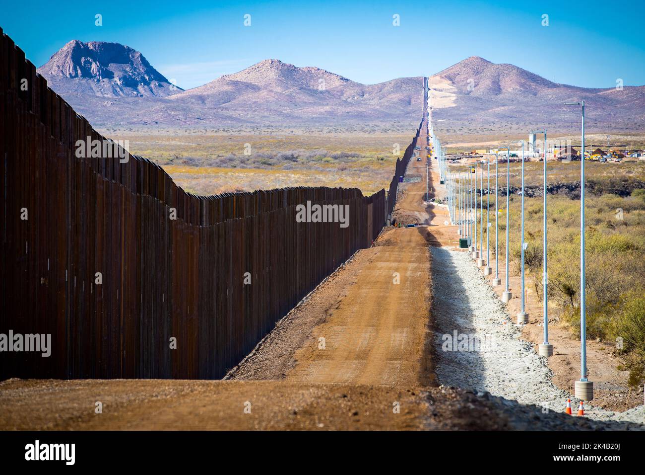 Recently constructed panels at the new border wall system project east