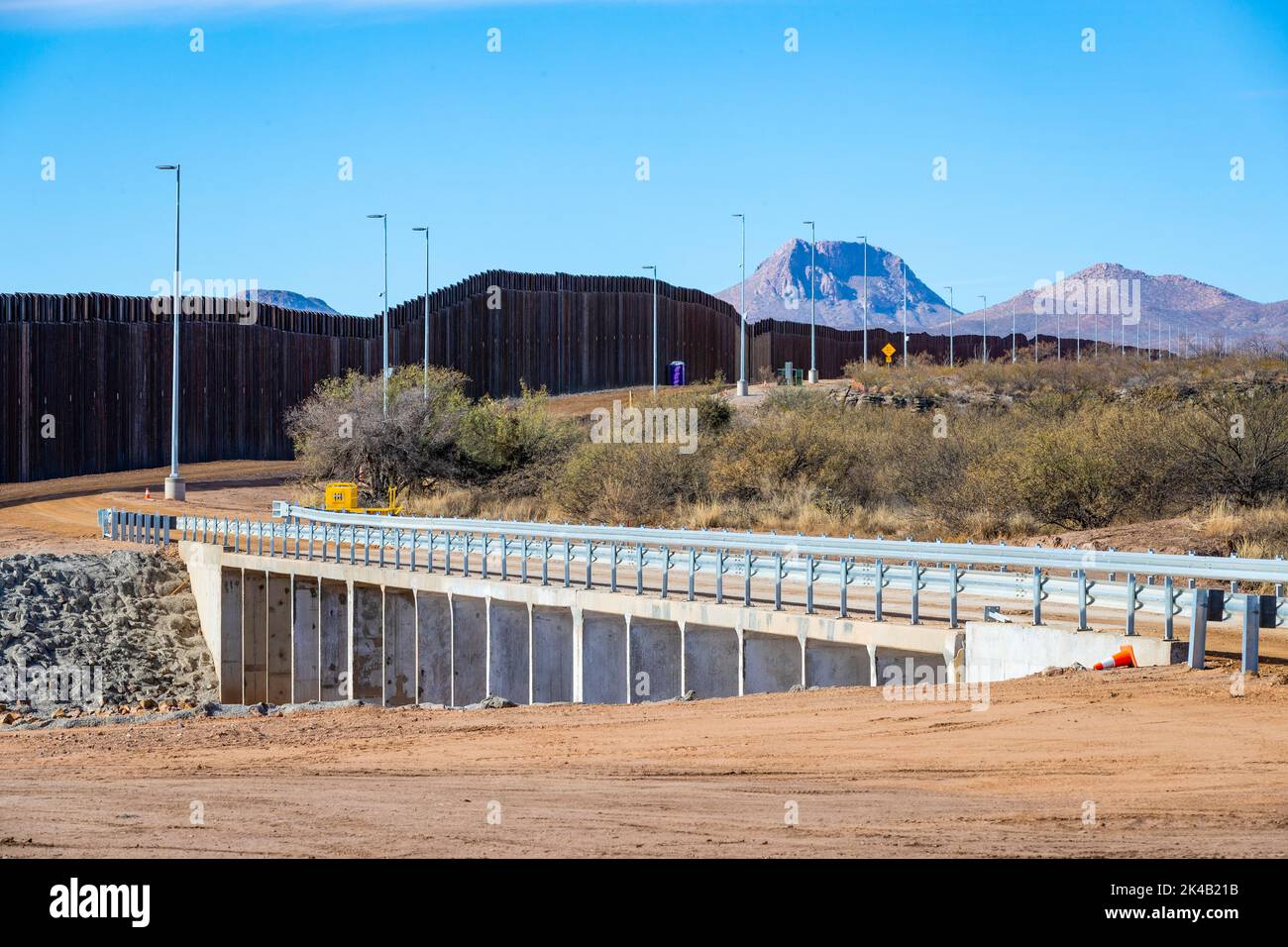Recently constructed panels at the new border wall system project east