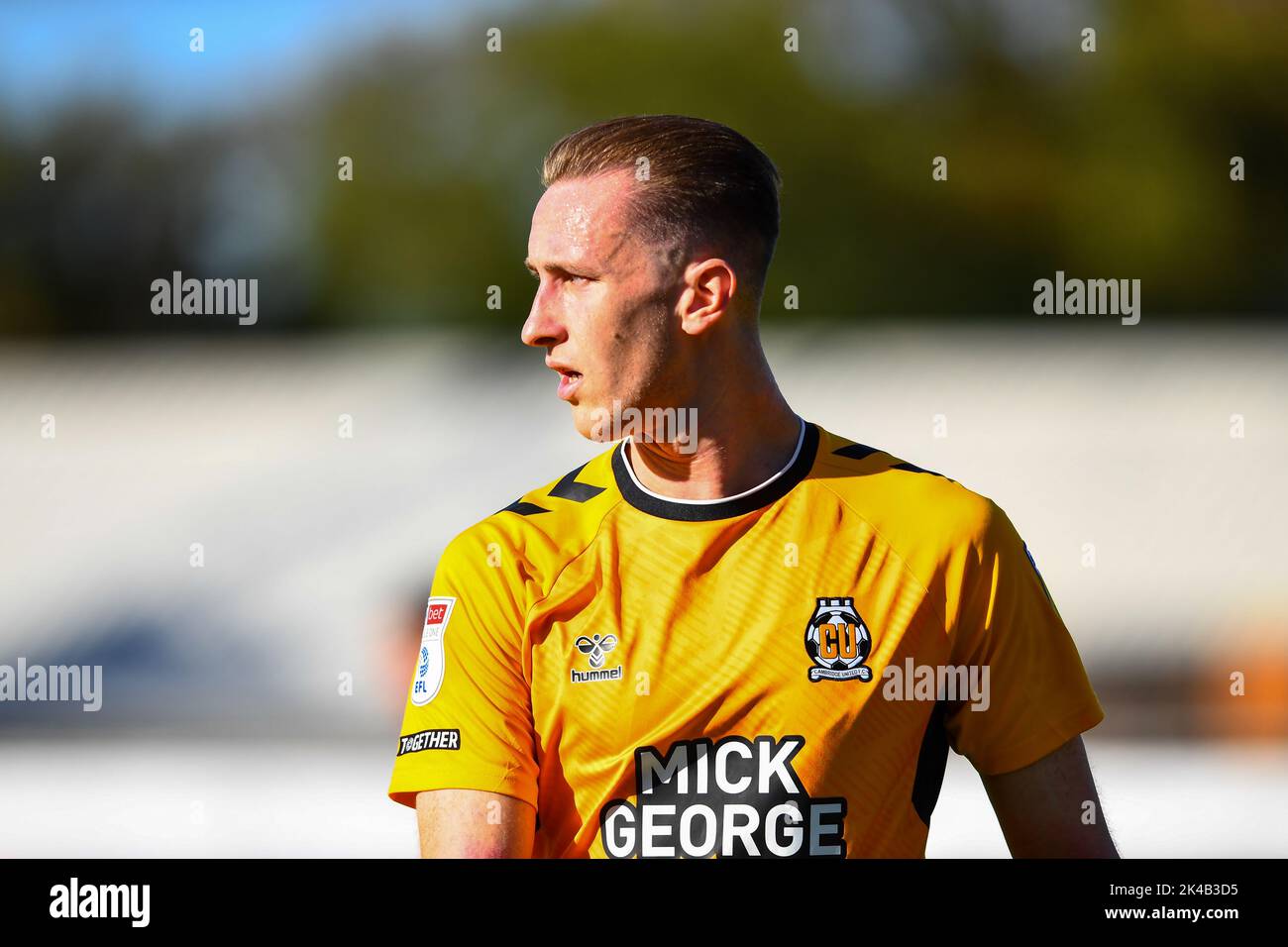 Cambridge, UK. 1st October 2022Adam May (19 Cambridge United) during the Sky Bet League 1 match between Cambridge United and Derby County at the R Costings Abbey Stadium, Cambridge on Saturday 1st October 2022. (Credit: Kevin Hodgson | MI News) Credit: MI News & Sport /Alamy Live News Stock Photo