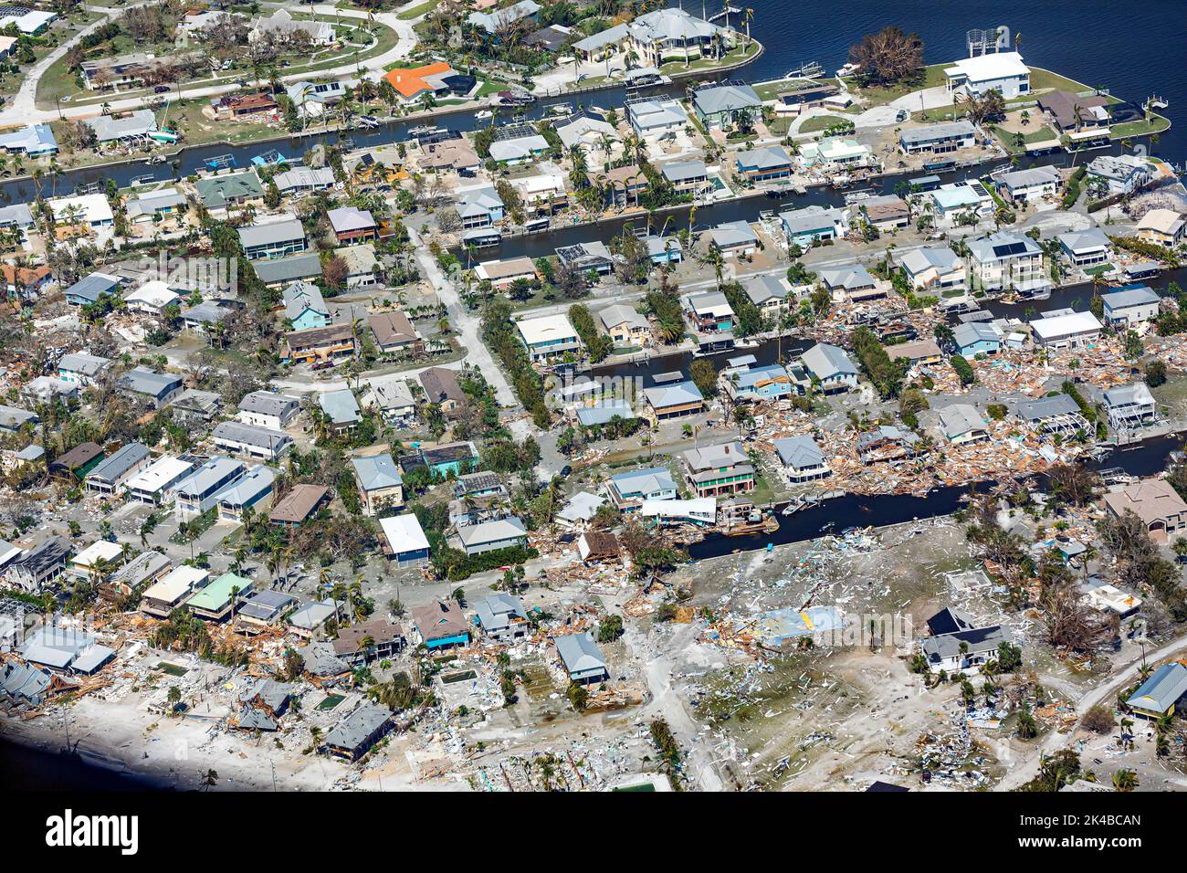 An Air and Marine Operations UH-60 air crew flew along the Florida coast to assess damage after Hurricane Ian made landfall on September 29, 2022. Photo by Ozzy Trevino Stock Photo