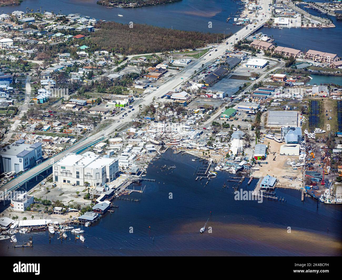 An Air and Marine Operations UH-60 air crew flew along the Florida coast to assess damage after Hurricane Ian made landfall on September 29, 2022. Photo by Ozzy Trevino Stock Photo