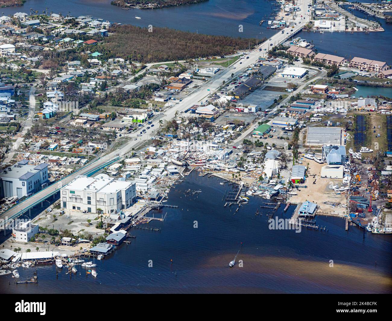 An Air and Marine Operations UH-60 air crew flew along the Florida coast to assess damage after Hurricane Ian made landfall on September 29, 2022. Photo by Ozzy Trevino Stock Photo