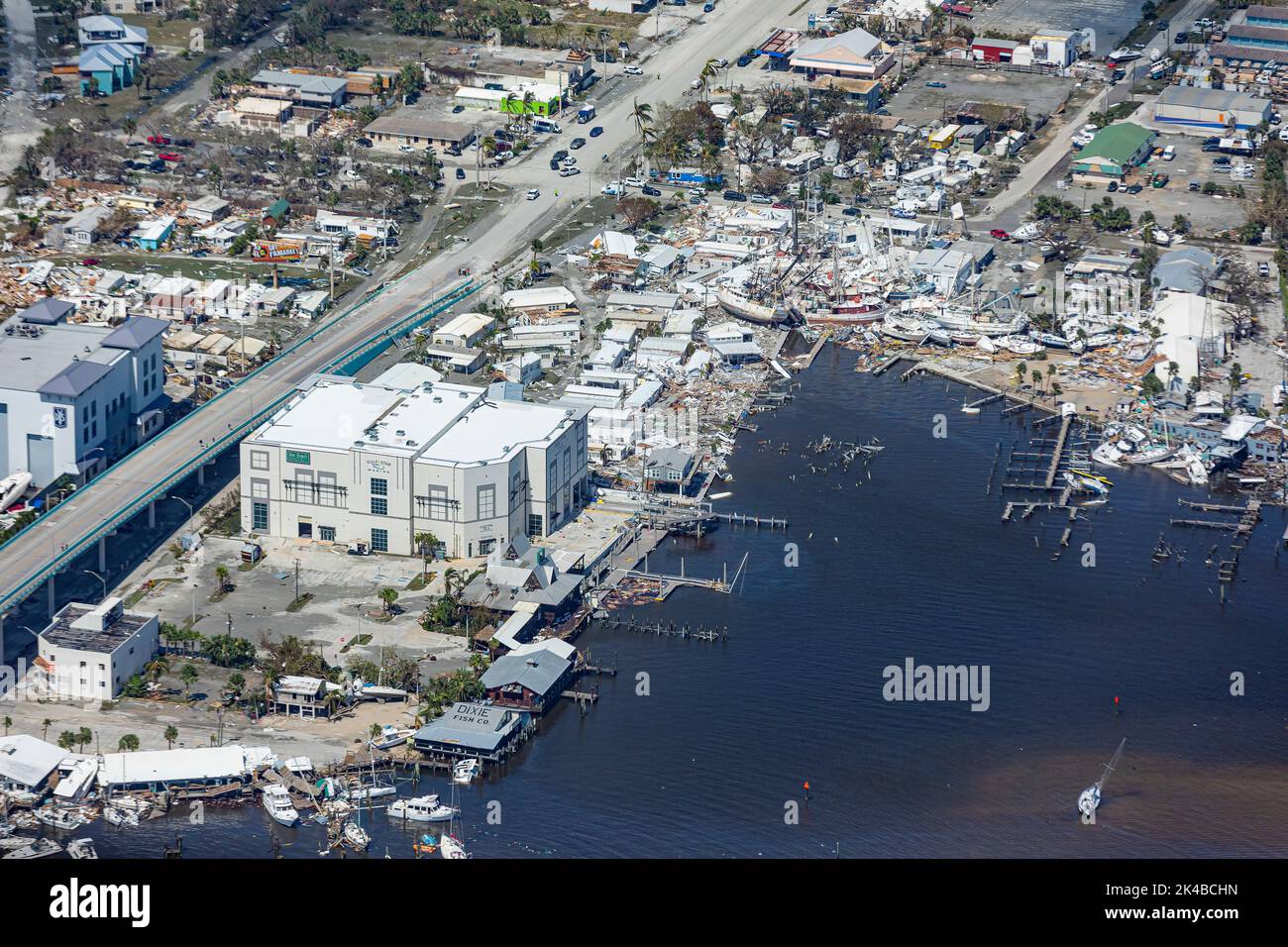 An Air and Marine Operations UH-60 air crew flew along the Florida coast to assess damage after Hurricane Ian made landfall on September 29, 2022. Photo by Ozzy Trevino Stock Photo