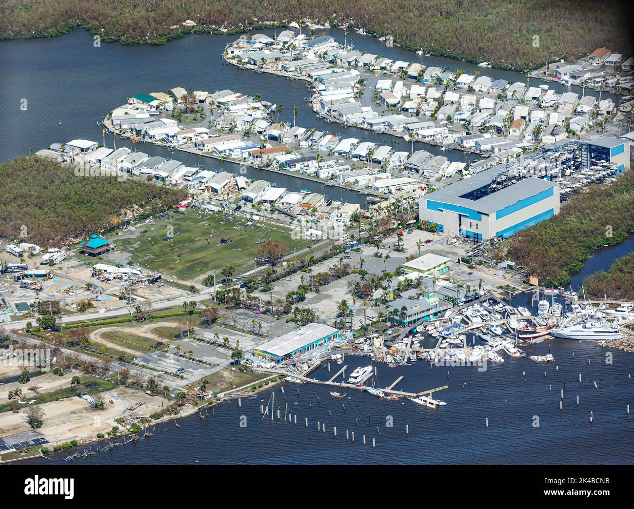 An Air and Marine Operations UH-60 air crew flew along the Florida coast to assess damage after Hurricane Ian made landfall on September 29, 2022. Photo by Ozzy Trevino Stock Photo