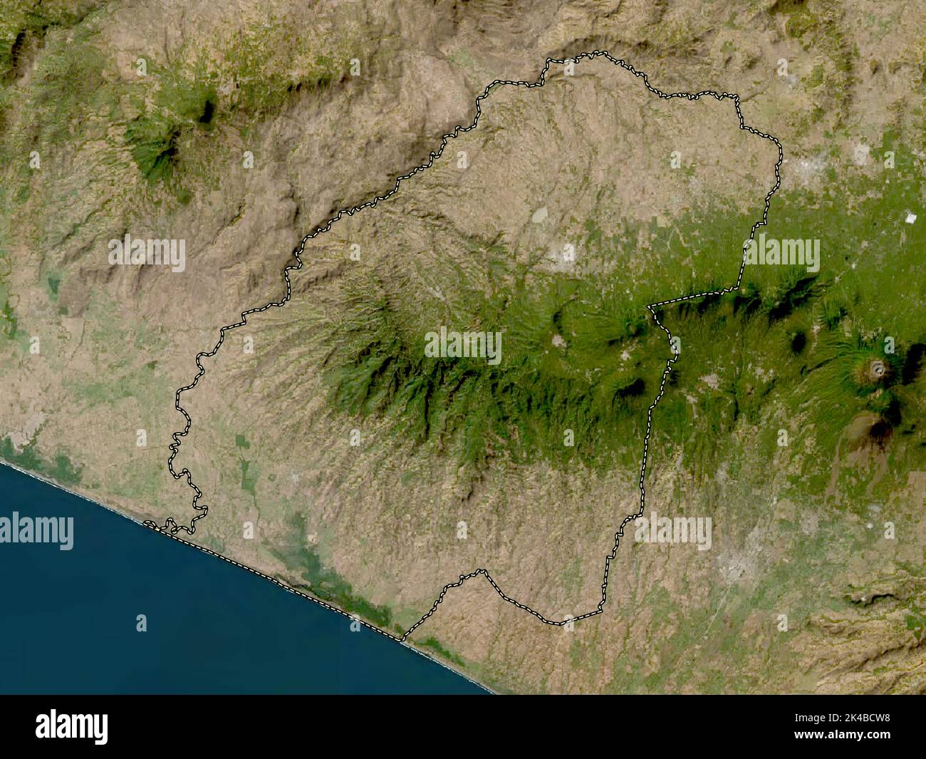 Ahuachapan, department of El Salvador. Low resolution satellite map ...